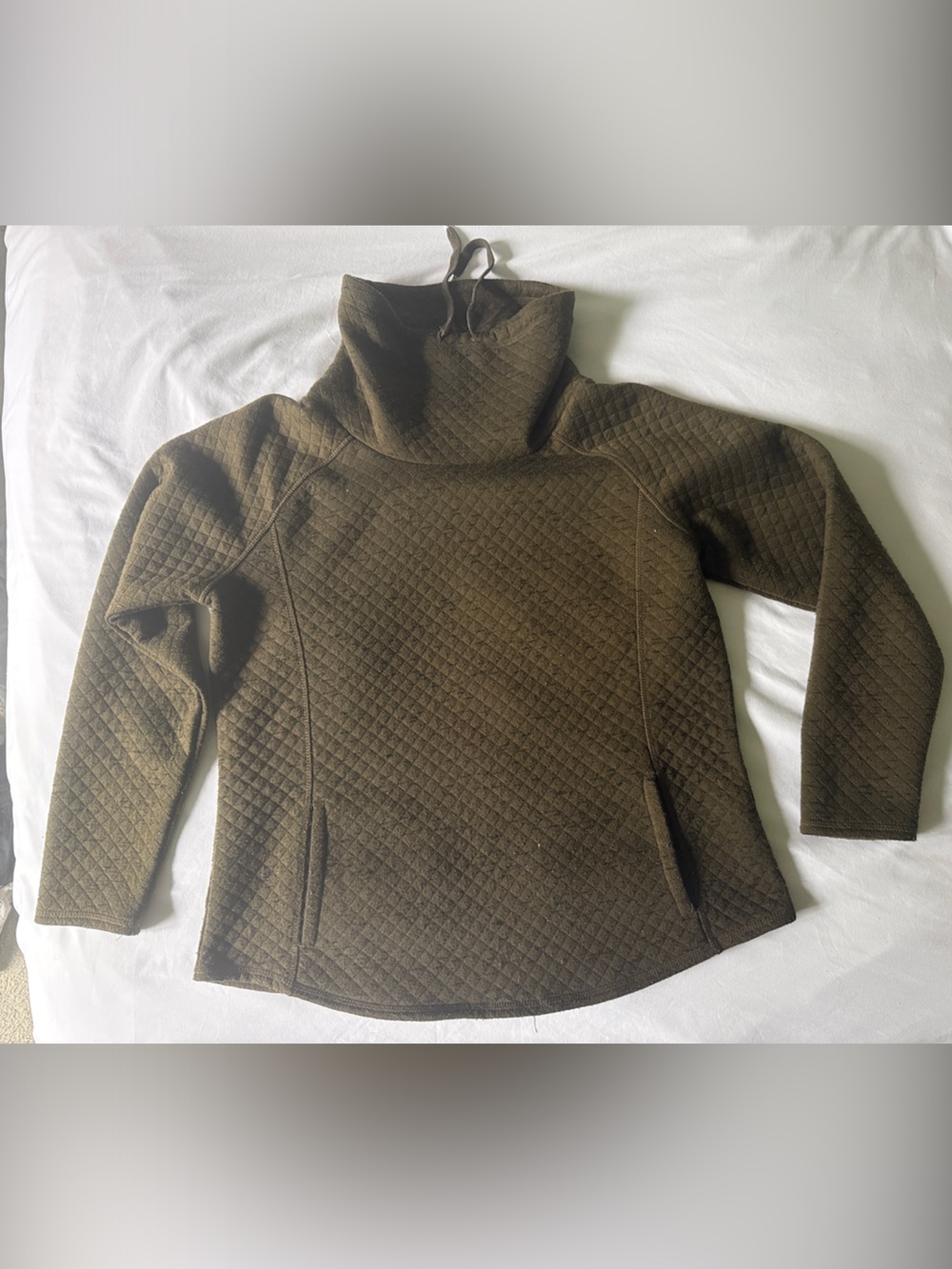 North River Quilted Olive Green Women's Pullover Sweater